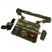 Нагрудна чоловіча сумка тактична тканинна, Нагрудна сумка кобура, Чоловіча тактична сумка барсетка. Зображення №25