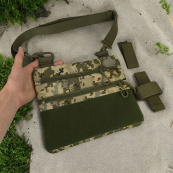 Нагрудна чоловіча сумка тактична тканинна, Нагрудна сумка кобура, Чоловіча тактична сумка барсетка. Зображення №26