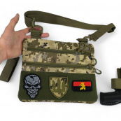 Нагрудна чоловіча сумка тактична тканинна, Нагрудна сумка кобура, Чоловіча тактична сумка барсетка. Зображення №29