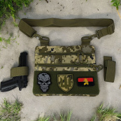Нагрудна чоловіча сумка тактична тканинна, Нагрудна сумка кобура, Чоловіча тактична сумка барсетка. Зображення №30