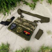 Нагрудна чоловіча сумка тактична тканинна, Нагрудна сумка кобура, Чоловіча тактична сумка барсетка. Зображення №33