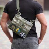 Нагрудна чоловіча сумка тактична тканинна, Нагрудна сумка кобура, Чоловіча тактична сумка барсетка. Зображення №42