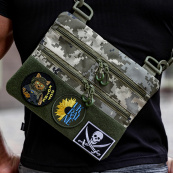 Нагрудна чоловіча сумка тактична тканинна, Нагрудна сумка кобура, Чоловіча тактична сумка барсетка. Зображення №43