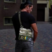 Нагрудна чоловіча сумка тактична тканинна, Нагрудна сумка кобура, Чоловіча тактична сумка барсетка. Зображення №47