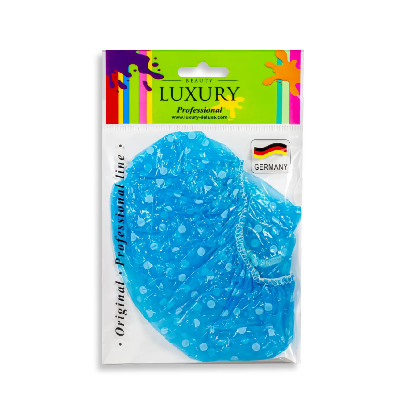 Шапочка для душу кольорова в горошок Beauty Luxury CS-03 Синій Шапочка для душу кольорова в горошок Beauty Luxury CS-03 Синій