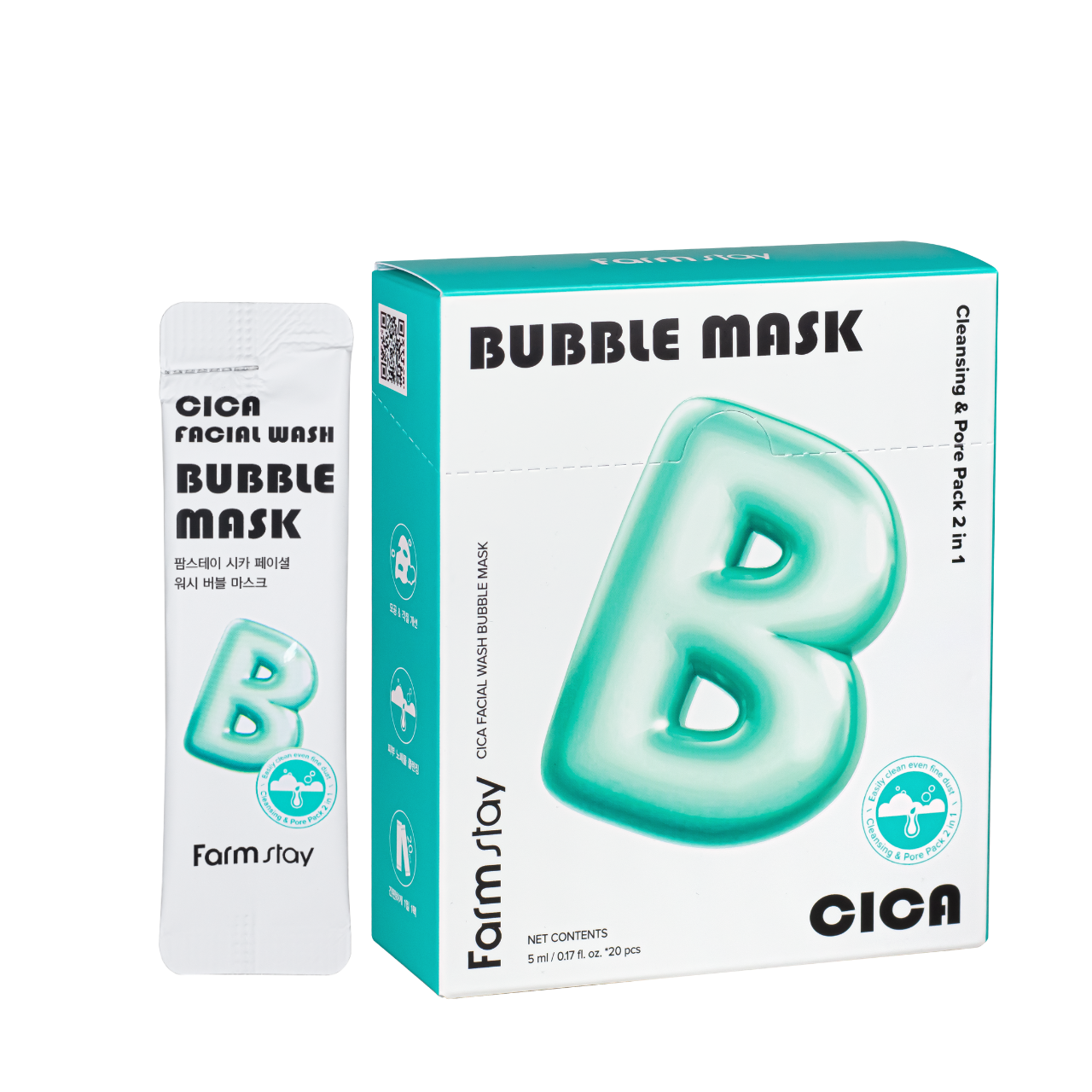 Маска для обличчя бульбашкова з центеллою FarmStay 5 мл Маска для обличчя бульбашкова з центеллою FarmStay 5 мл