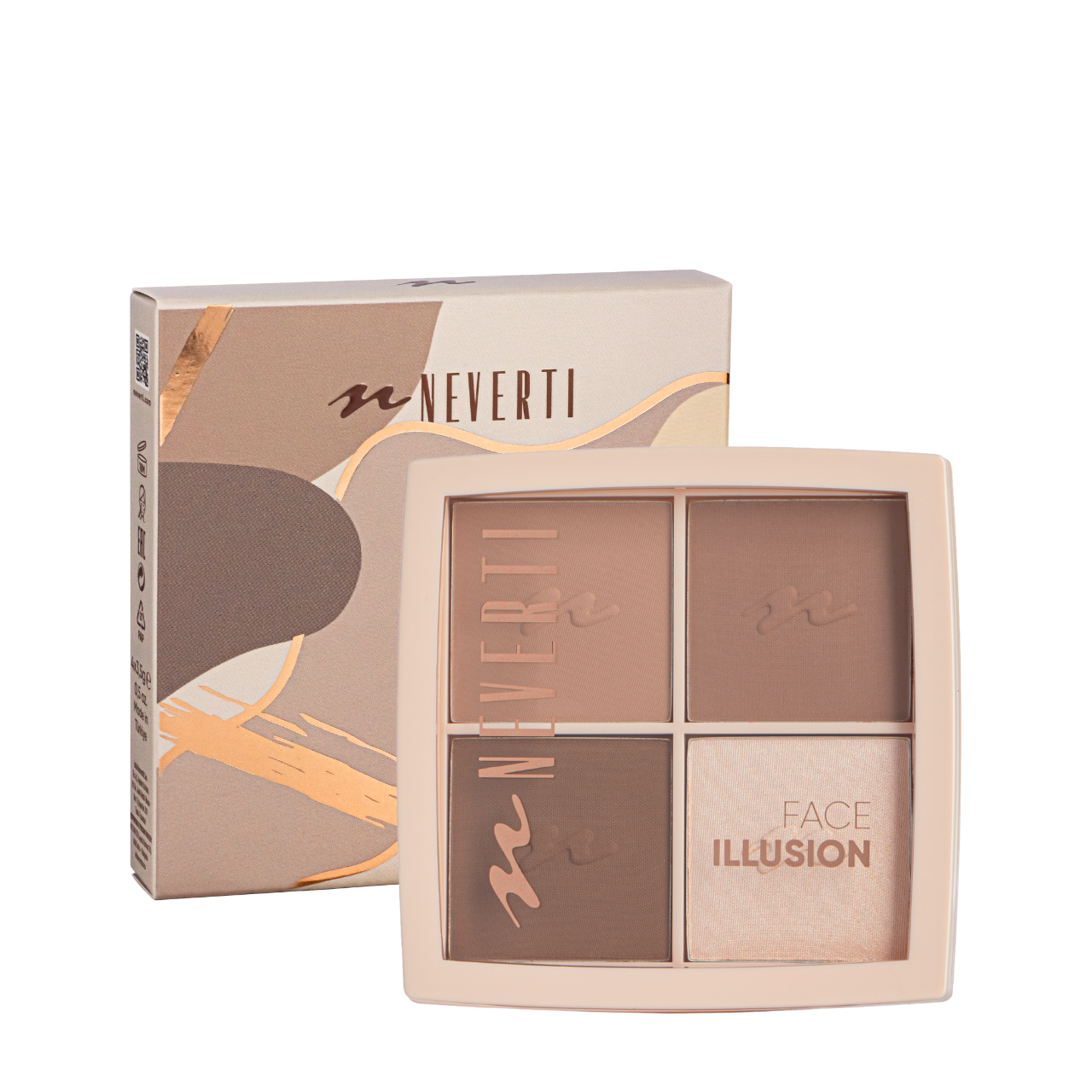 Палітра котурингів і хайлайтерів Neverti Illusion Mix 4 відтінки (NP208) Палітра котурингів і хайлайтерів Neverti Illusion Mix 4 відтінки (NP208)