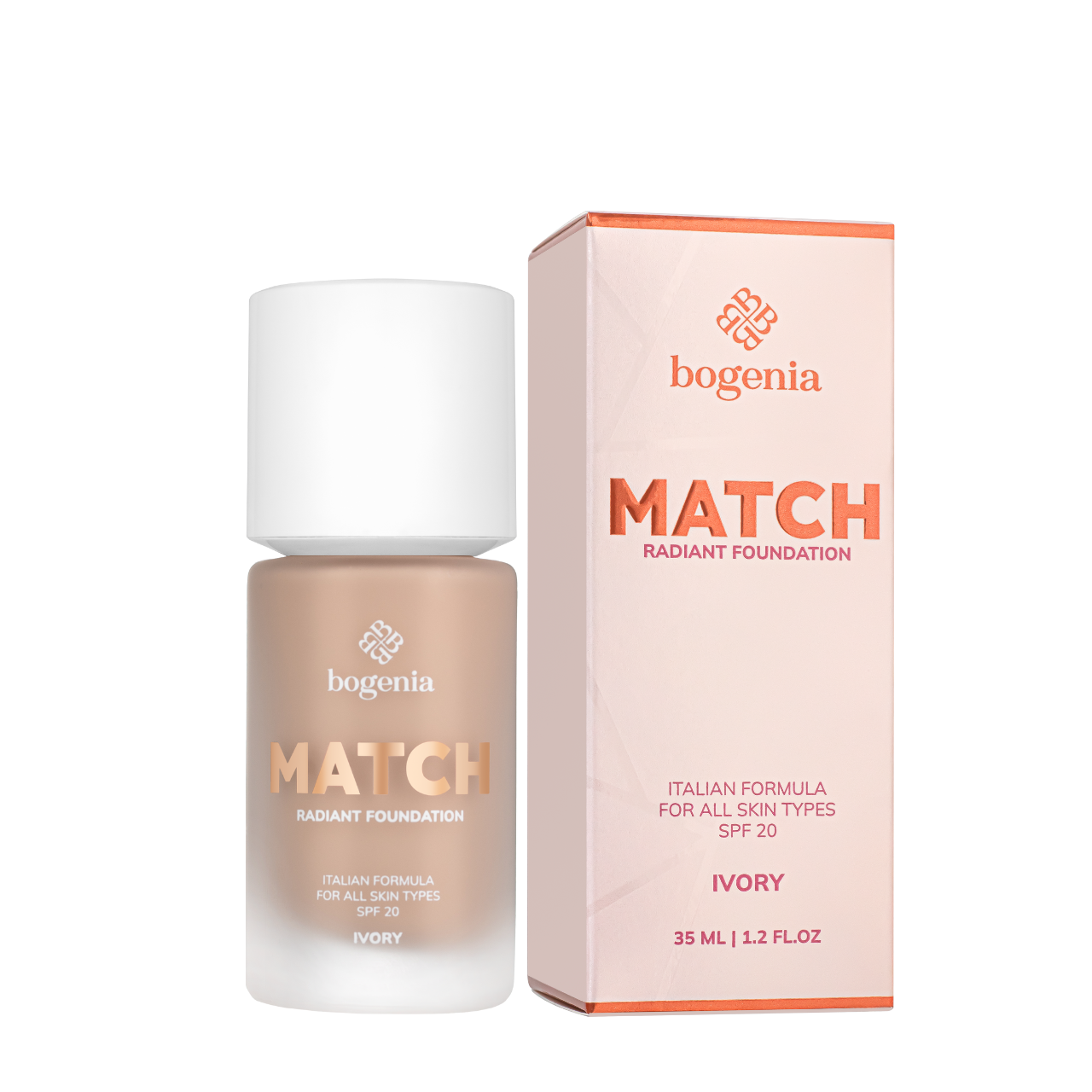 Тональний крем для обличчя Bogenia Match Radiant Foundation (BG609), 001 Ivory Айворі Тональний крем для обличчя Bogenia Match Radiant Foundation (BG609), 001 Ivory Айворі