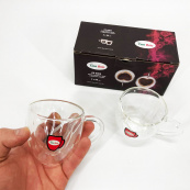 Набір скляних чашок із подвійними стінками (серце) Con Brio СВ-8908-2, 2шт, 80 мл. Зображення №2