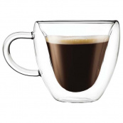 Набір скляних чашок із подвійними стінками (серце) Con Brio СВ-8908-2, 2шт, 80 мл. Зображення №3