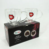 Набір скляних чашок із подвійними стінками (серце) Con Brio СВ-8908-2, 2шт, 80 мл. Зображення №7