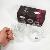 Набір скляних чашок із подвійними стінками (серце) Con Brio СВ-8930-2, 2шт, 300мл. Зображення №6