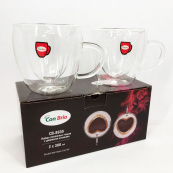 Набір скляних чашок із подвійними стінками (серце) Con Brio СВ-8930-2, 2шт, 300мл. Зображення №10