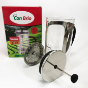 Френч-пресс Con Brio 1000 мл стекло нержавейка CB-5510, Чайник для заваривания трав, Заварник прозрачный. Изображение №5