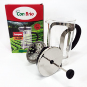 Френч-прес Заварник для чаю та кави Con Brio CB-5560 600 мл, Чайник самовар скляний для заварки. Зображення №7