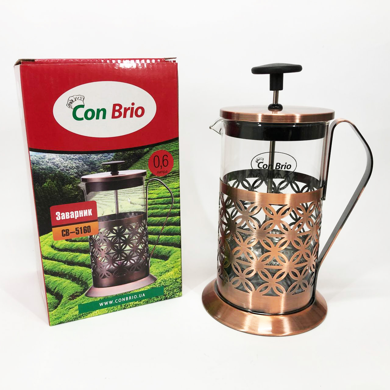 Френч-прес Заварник для чаю Con Brio CB-5160 600мл, Чайник самовар скляний, Чайники для заварювання Френч-прес Заварник для чаю Con Brio CB-5160 600мл, Чайник самовар скляний, Чайники для заварювання