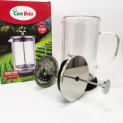 Заварник с двойными стенками Con Brio 1л CB-6410, Френч-пресс с поршнем, Френч-пресс с ручкой. Изображение №3