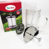 Заварник с двойными стенками Con Brio 1л CB-6410, Френч-пресс с поршнем, Френч-пресс с ручкой. Изображение №4