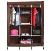 Шкаф тканевый 3 секции складной с каркасом STORAGE WARDROBE 175 х 130 х 45 см. Цвет: коричневый. Изображение №2