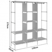 Шкаф тканевый 3 секции складной с каркасом STORAGE WARDROBE 175 х 130 х 45 см. Цвет: коричневый. Изображение №3