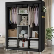 Шафа тканинна 3 секції складана з каркасом STORAGE WARDROBE 175 х 130 х 45 см. Колір: чорний. Зображення №3 Шафа тканинна 3 секції складана з каркасом STORAGE WARDROBE 175 х 130 х 45 см. Колір: чорний. Зображення №3