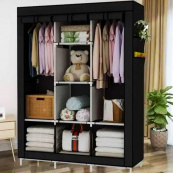 Шафа тканинна 3 секції складана з каркасом STORAGE WARDROBE 175 х 130 х 45 см. Колір: чорний. Зображення №6 Шафа тканинна 3 секції складана з каркасом STORAGE WARDROBE 175 х 130 х 45 см. Колір: чорний. Зображення №6