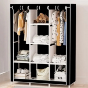 Шафа тканинна 3 секції складана з каркасом STORAGE WARDROBE 175 х 130 х 45 см. Колір: чорний. Зображення №8 Шафа тканинна 3 секції складана з каркасом STORAGE WARDROBE 175 х 130 х 45 см. Колір: чорний. Зображення №8