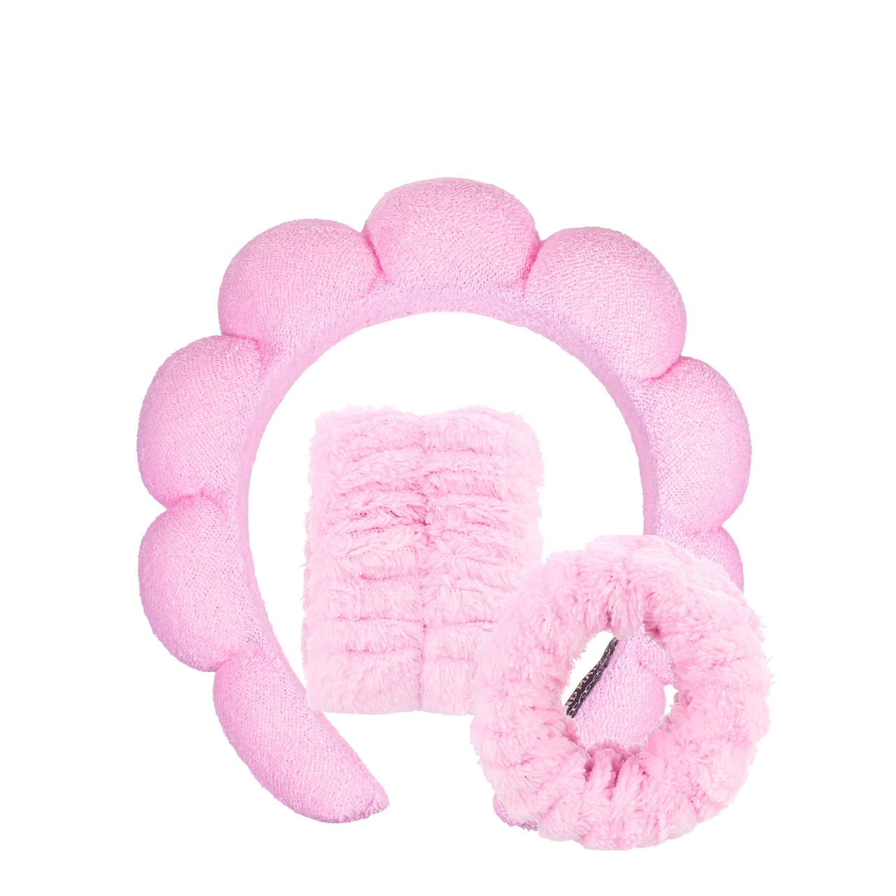 Набір для вмивання — обруч на голову та напульсники (браслети) мікрофібра, Рожевий Набір для вмивання — обруч на голову та напульсники (браслети) мікрофібра, Рожевий