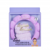 Набір для вмивання — обруч на голову та напульсники (браслети) мікрофібра, Ліловий. Зображення №2