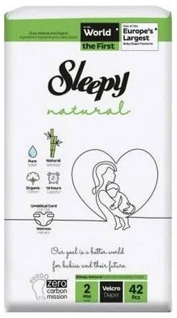 Підгузки дитячі Sleepy Natural Mini 2 (3- 6кг), 42шт Підгузки дитячі Sleepy Natural Mini 2 (3- 6кг), 42шт