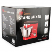 Міксер-тестоміс планетарний Domotec MS-1368 на 6 швидкостей 3 насадки чаша 4 л 1500 W. Зображення №6