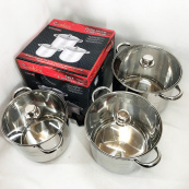 Набор больших кастрюль Unique UN-5041 из нержавеющей стали 5-ти слойным дном с крышками. Изображение №2