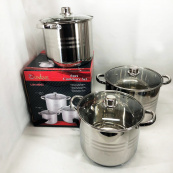 Набор больших кастрюль Unique UN-5041 из нержавеющей стали 5-ти слойным дном с крышками. Изображение №4