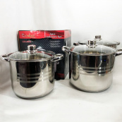 Набор больших кастрюль Unique UN-5041 из нержавеющей стали 5-ти слойным дном с крышками. Изображение №6