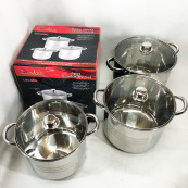 Набор больших кастрюль Unique UN-5041 из нержавеющей стали 5-ти слойным дном с крышками. Изображение №7