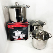 Набор больших кастрюль Unique UN-5041 из нержавеющей стали 5-ти слойным дном с крышками. Изображение №10