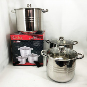 Набор больших кастрюль Unique UN-5041 из нержавеющей стали 5-ти слойным дном с крышками. Изображение №11