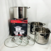 Набор больших кастрюль Unique UN-5041 из нержавеющей стали 5-ти слойным дном с крышками. Изображение №12