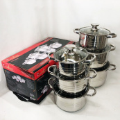 Набір каструль UNIQUE UN-5035 з нержавіючої сталі з товстим дном в 5 шарів з кришками, 12 предметів. Зображення №4