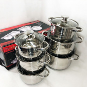 Набір каструль UNIQUE UN-5035 з нержавіючої сталі з товстим дном в 5 шарів з кришками, 12 предметів. Зображення №5