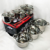 Набір каструль UNIQUE UN-5035 з нержавіючої сталі з товстим дном в 5 шарів з кришками, 12 предметів. Зображення №7