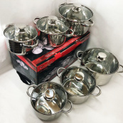 Набір каструль UNIQUE UN-5035 з нержавіючої сталі з товстим дном в 5 шарів з кришками, 12 предметів. Зображення №8