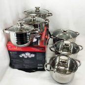 Набір каструль UNIQUE UN-5035 з нержавіючої сталі з товстим дном в 5 шарів з кришками, 12 предметів. Зображення №10