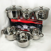 Набір каструль UNIQUE UN-5035 з нержавіючої сталі з товстим дном в 5 шарів з кришками, 12 предметів. Зображення №11