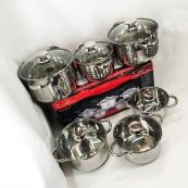 Набір каструль UNIQUE UN-5035 з нержавіючої сталі з товстим дном в 5 шарів з кришками, 12 предметів. Зображення №13