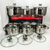 Набір каструль UNIQUE UN-5035 з нержавіючої сталі з товстим дном в 5 шарів з кришками, 12 предметів. Зображення №15