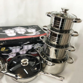 Набір посуду UNIQUE UN-5037 12 предметів (16; 16; 18; 20; 24; сковорода 24 см). Зображення №13