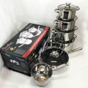 Набір посуду UNIQUE UN-5037 12 предметів (16; 16; 18; 20; 24; сковорода 24 см). Зображення №14