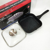 Сковорода-гриль Unique UN-4011 с крышкой 24 см, Сковорода для приготовления на плите с толстым дном. Изображение №2