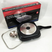 Сковорода-гриль Unique UN-4011 с крышкой 24 см, Сковорода для приготовления на плите с толстым дном. Изображение №5